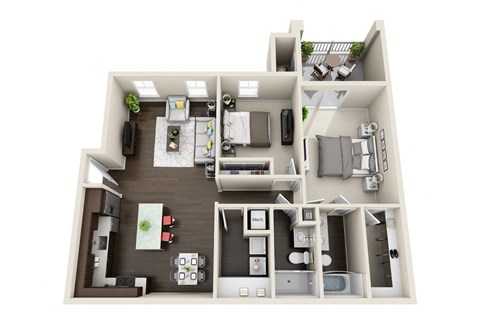 2 bedroom, 2 bath apartment